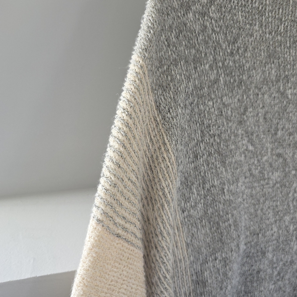Gray and Cream Fringe Poncho - Picture 4 of 5